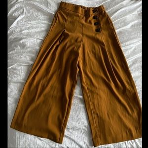 Zara Mustard Yellow Culotte Pants, size small